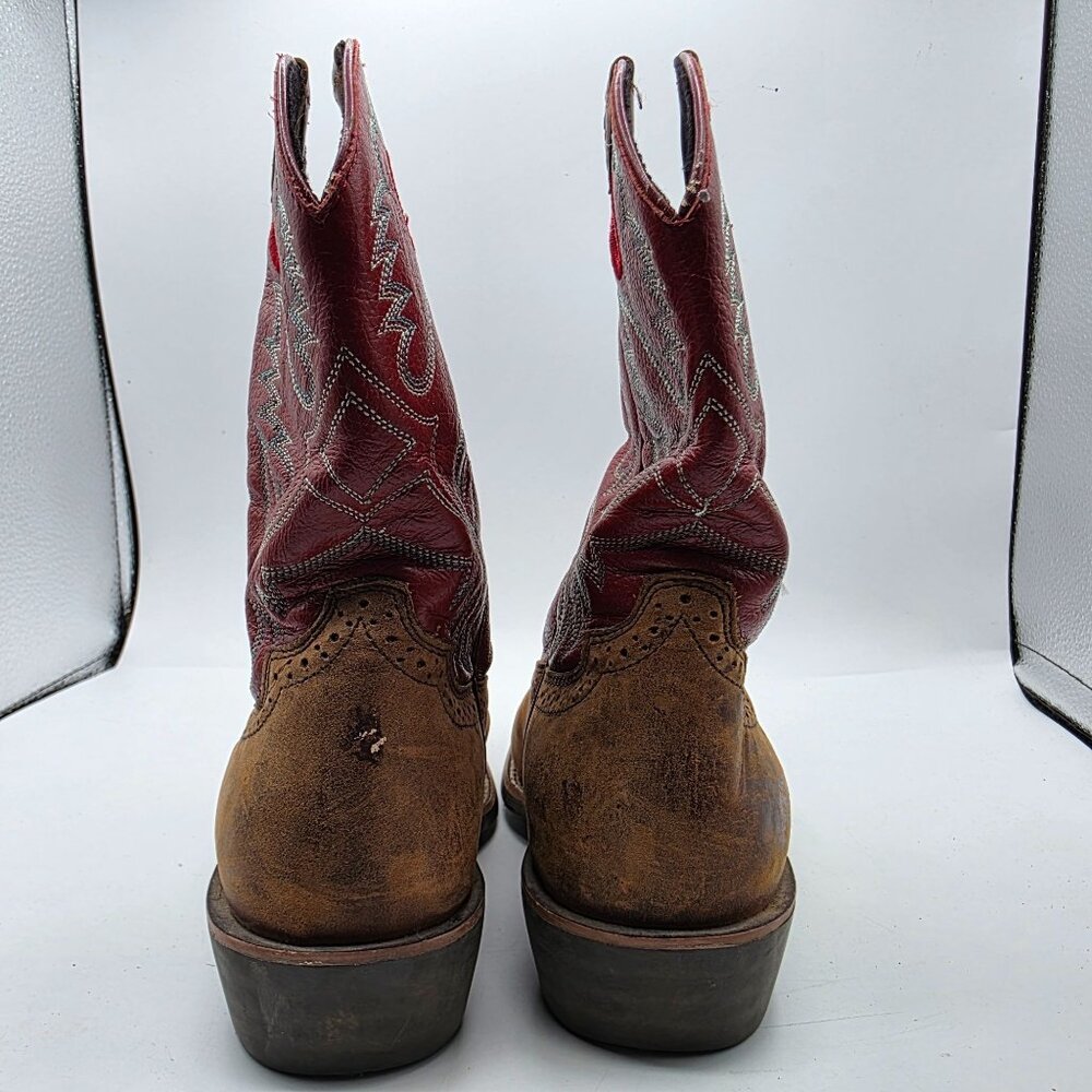 Ariat Heritage Roughstock Kids Size 3 Brown Red Western Leather Boots Casual - Picture 5 of 13